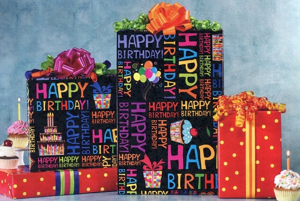 #3023 Happy Words Birthday Reversible Gift Wrap