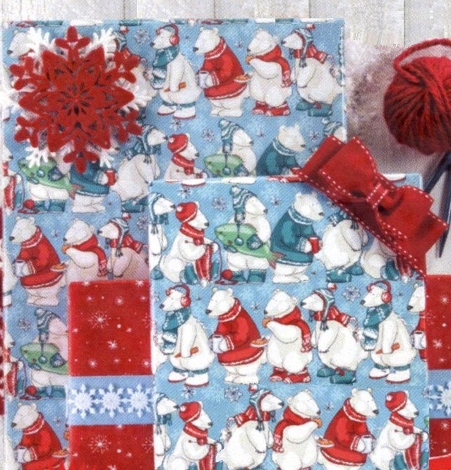 #2207 Beary Little Christmas Reversible Wrap Double roll