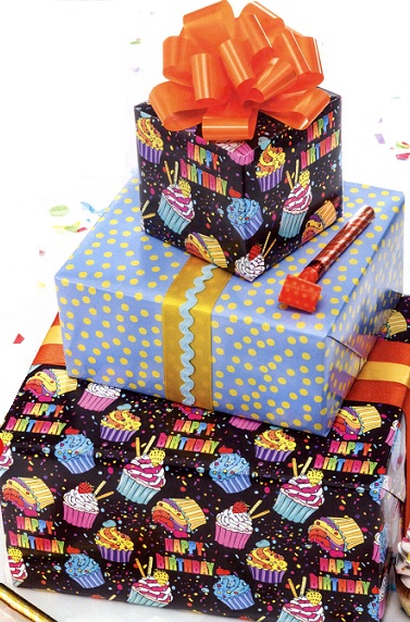 #2430 Happy Birthday Treats Jumbo Reversible Gift Wrap